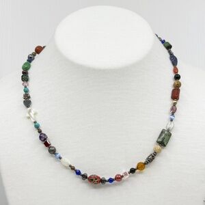 Hand Made sterling silver gemstone bead necklace - GM726